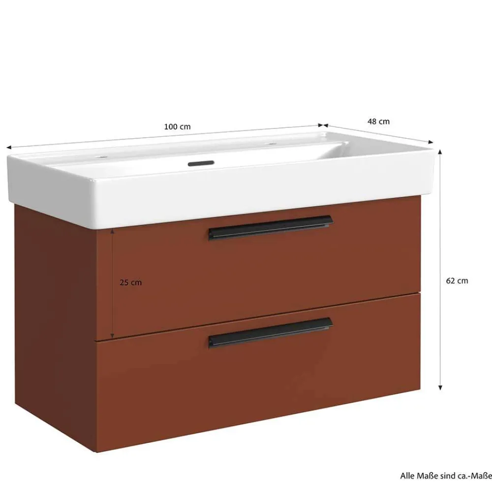 Wohnen Dunkelroter Waschtisch für zwei Armaturen - Exeler