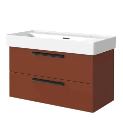 Wohnen Dunkelroter Waschtisch für zwei Armaturen - Exeler