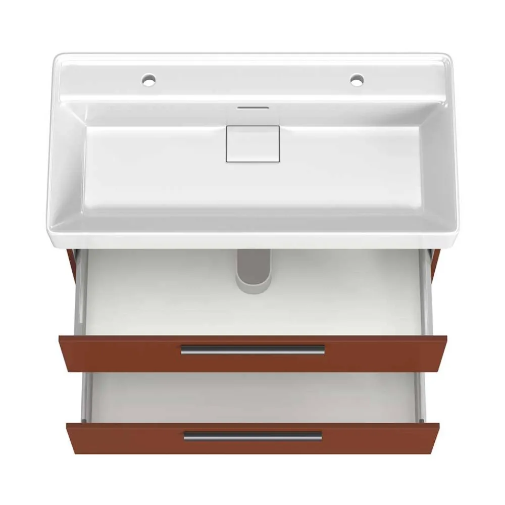 Wohnen Dunkelroter Waschtisch für zwei Armaturen - Exeler