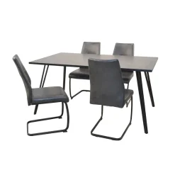 Wohnen Dunkle Essgruppe mit Schwingstühlen - Basilico (fünfteilig)