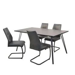 Wohnen Dunkle Essgruppe mit Schwingstühlen - Basilico (fünfteilig)