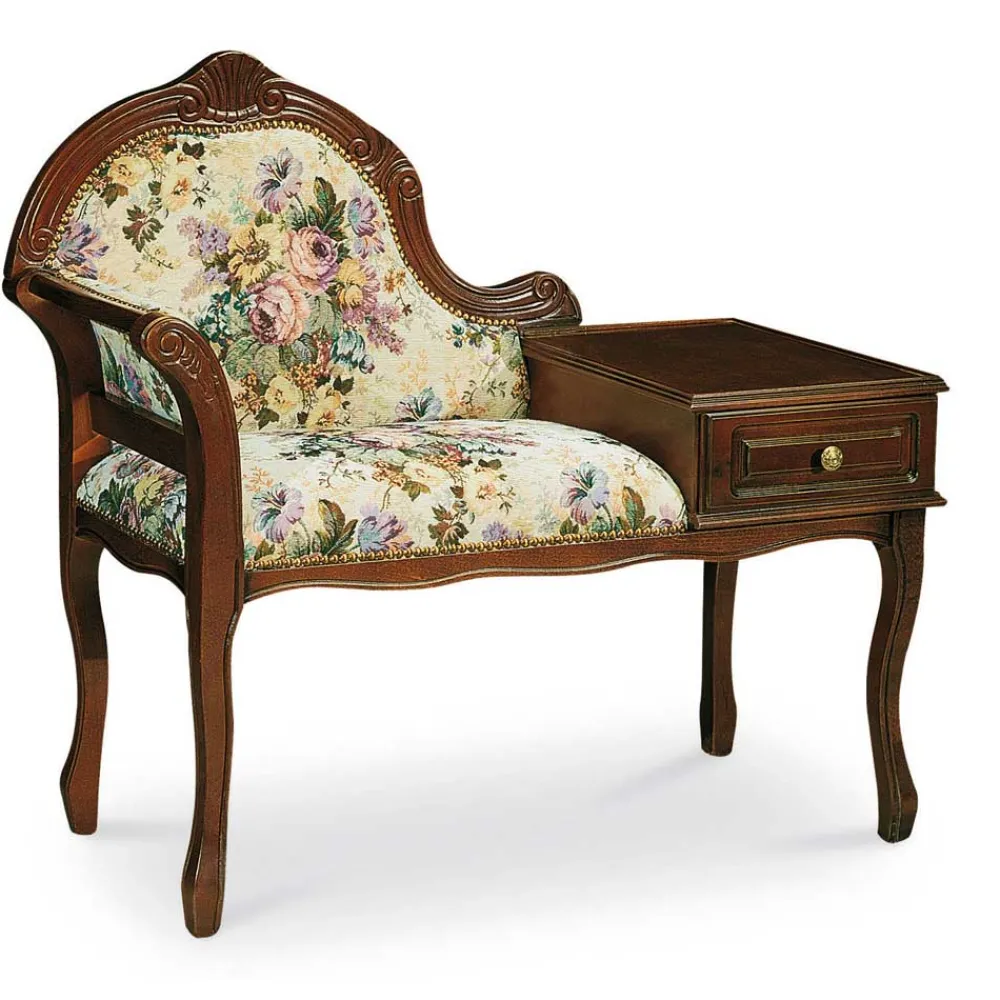 Wohnen Schuhschränke|Garderobenbänke*Dunkle Telefonbank im Barock Stil Magari mit floralem Muster