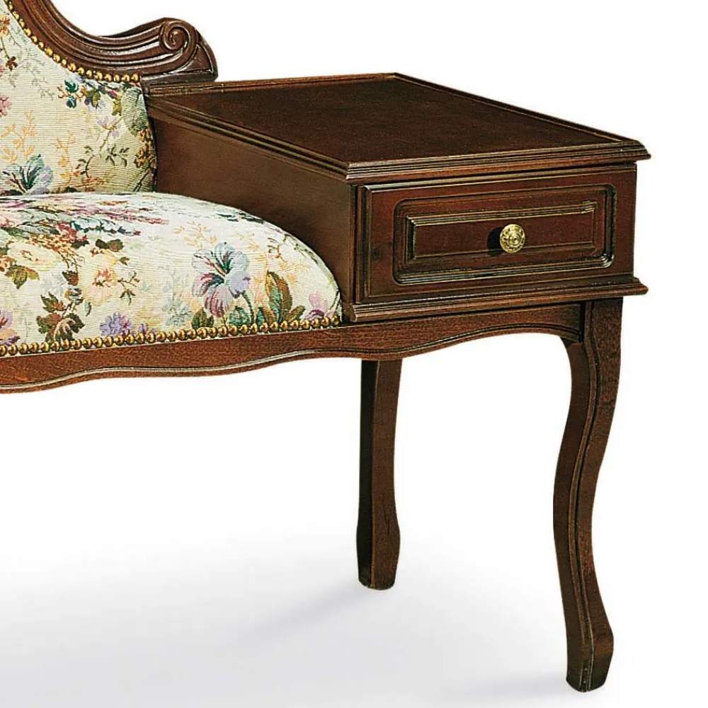 Wohnen Schuhschränke|Garderobenbänke*Dunkle Telefonbank im Barock Stil Magari mit floralem Muster