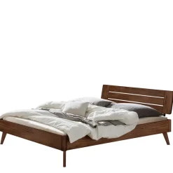 Wohnen Braune Möbel*Dunkles Holzbett aus Nussbaum Massivholz - Vetonia