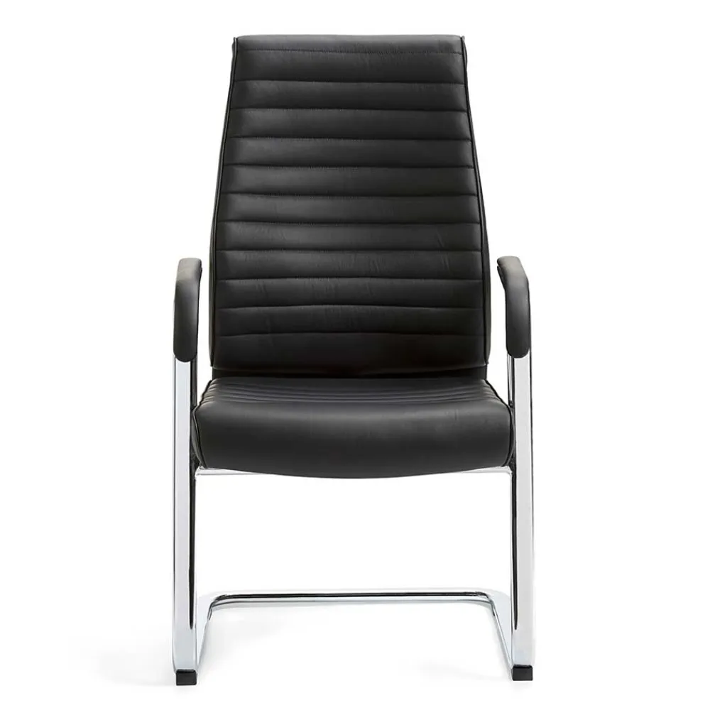 Wohnen Schwarze Möbel|Küchenstühle*Echtleder Schwingstuhl mit Armlehnen - Fieston