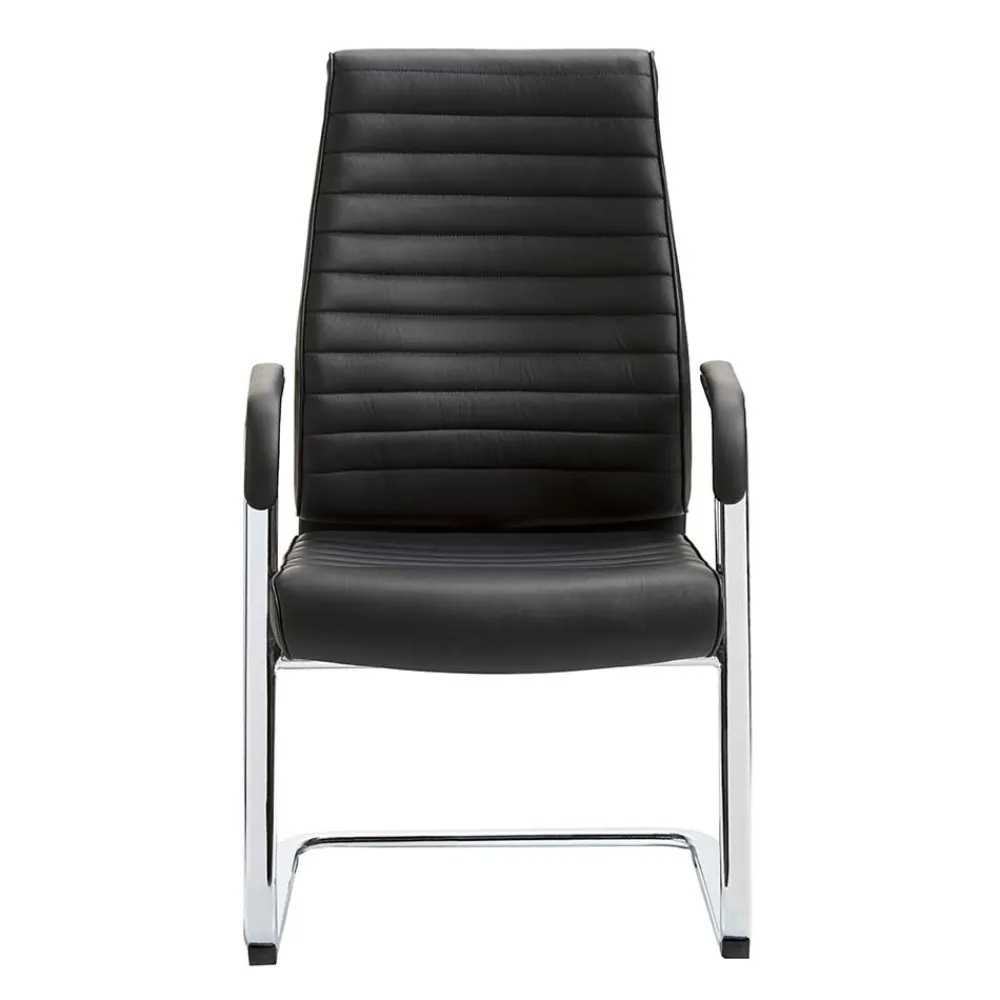 Wohnen Schwarze Möbel|Küchenstühle*Echtleder Schwingstuhl mit Armlehnen - Fieston