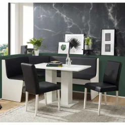 Wohnen Eckbank Gruppe in Schwarz Weiß - Enevo (vierteilig)