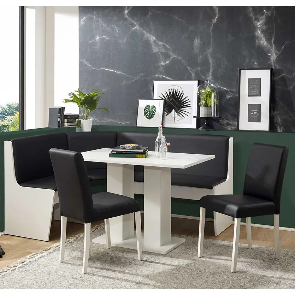 Wohnen Eckbank Gruppe in Schwarz Weiß - Enevo (vierteilig)