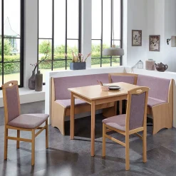 Wohnen Küchen-Essgruppen|Essgruppen*Eckbankgruppe in Rosa Jutta & Buchefarben (vierteilig)