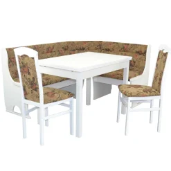 Wohnen Küchen-Essgruppen|Essgruppen*Eckbankgruppe in Weiß mit Brauntönen - Penal (vierteilig)