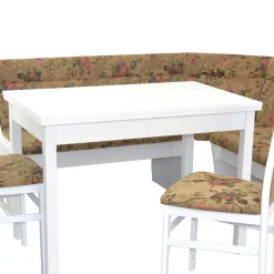 Wohnen Küchen-Essgruppen|Essgruppen*Eckbankgruppe in Weiß mit Brauntönen - Penal (vierteilig)