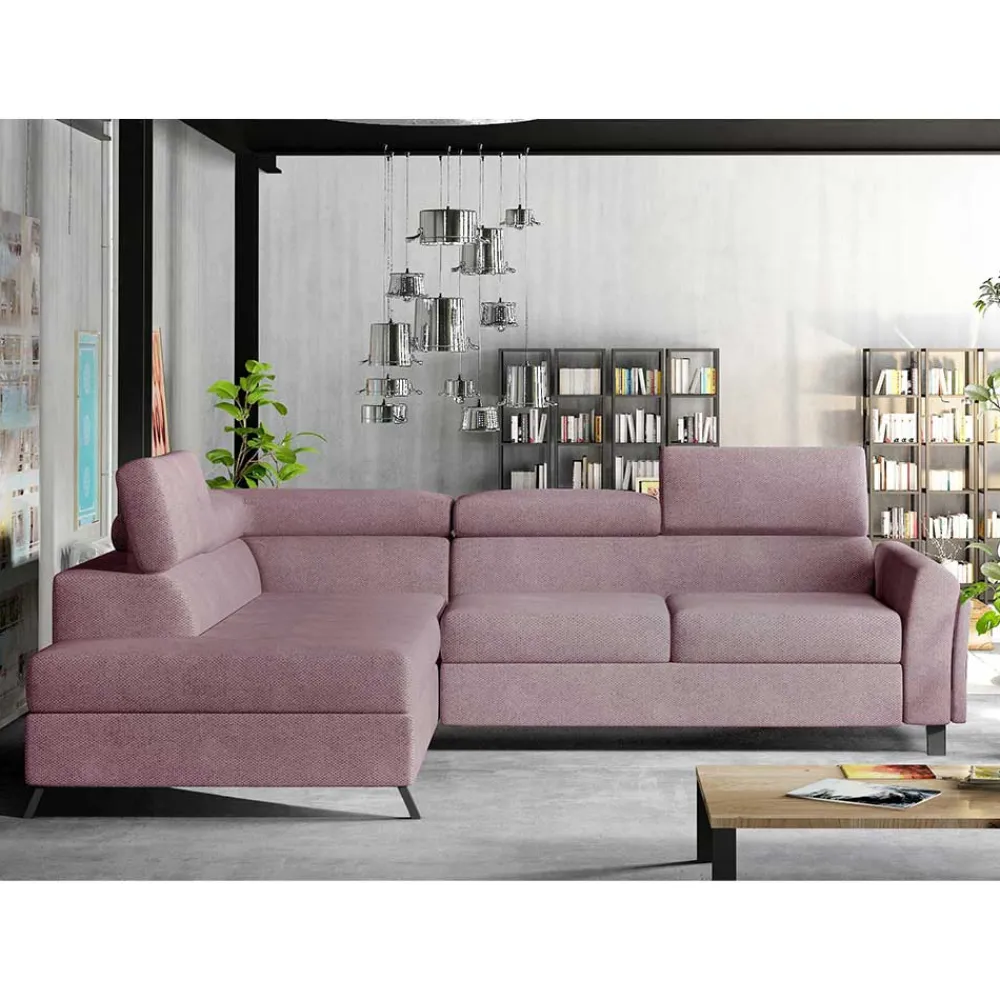 Wohnen Eckcouch in Altrosa Samtbezug - Gina