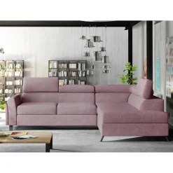 Wohnen Eckcouch in Altrosa Samtbezug - Gina