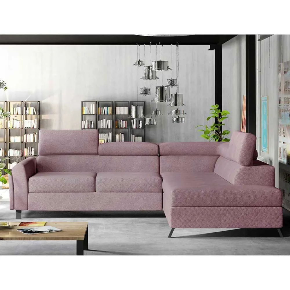 Wohnen Eckcouch in Altrosa Samtbezug - Gina