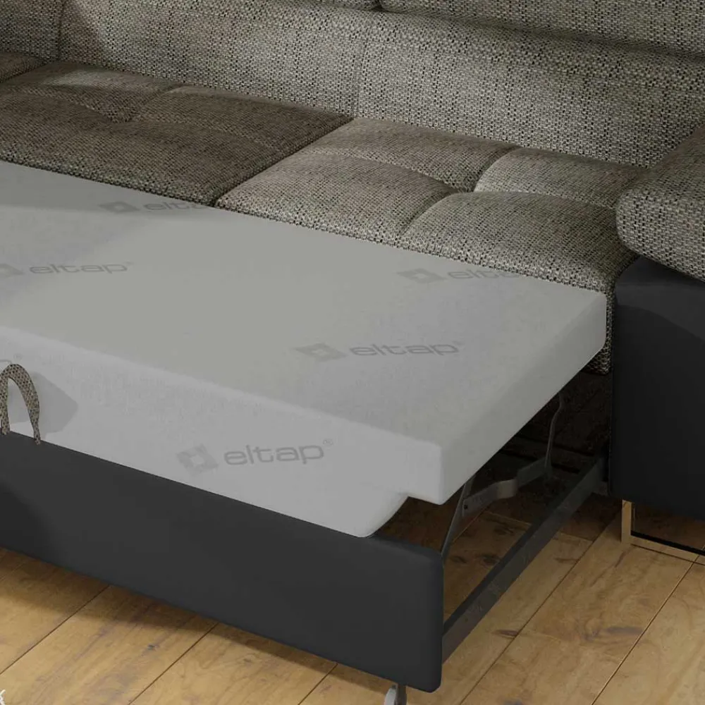 Wohnen Eckcouch in Beigegrau und Schwarz - Itsuko