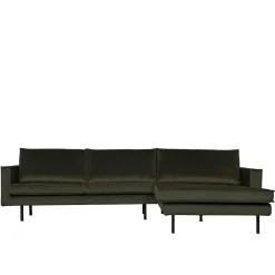 Wohnen Retro Möbel|Sofas*Eckcouch in Dunkelgrün Velvet - Mapel