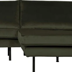 Wohnen Retro Möbel|Sofas*Eckcouch in Dunkelgrün Velvet - Mapel