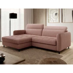 Wohnen Sofas|Sofa*Eckcouch Schlafsofa in Altrosa - Drujano