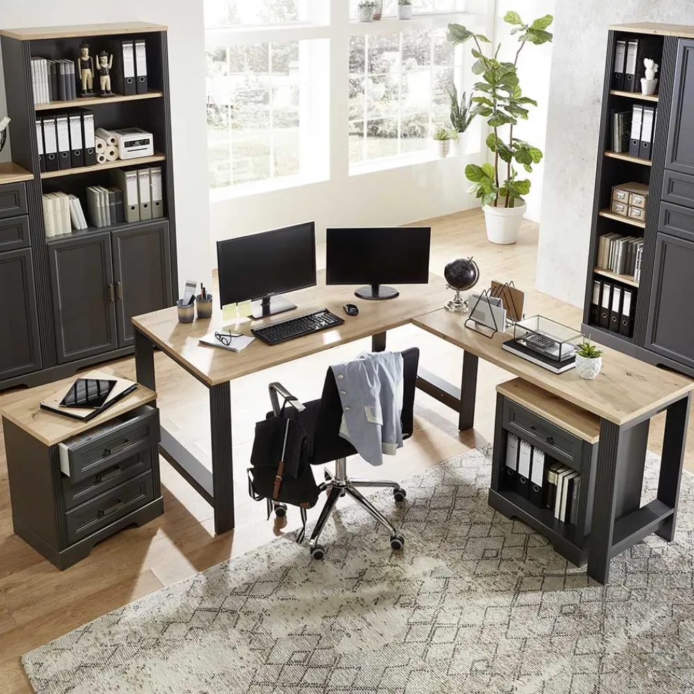 Wohnen Eckschreibtisch & Rollcontainer - Joe (dreiteilig)