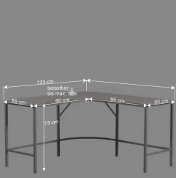 Wohnen Eckschreibtisch in Hellgrau - Barossio