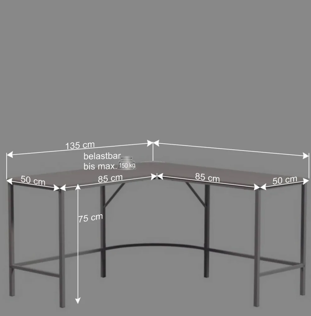 Wohnen Eckschreibtisch in Hellgrau - Barossio