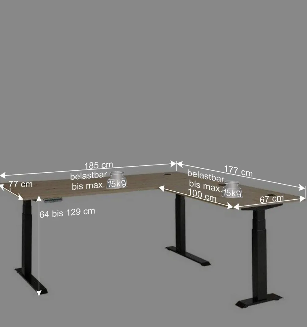 Wohnen Eckschreibtisch mit T Gestell - Kuetra