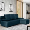 Wohnen Ecksofa mit Bettfunktion in Dunkelblau Velours - Sempore
