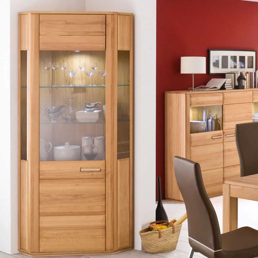 Wohnen Eckvitrine Athias aus Kernbuche