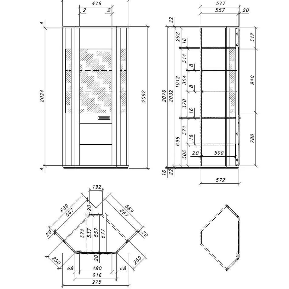 Wohnen Eckvitrine Athias aus Kernbuche