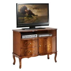 Wohnen Barock Möbel*Edle Barock TV Kommode in Nussbaumfarben - Motiz