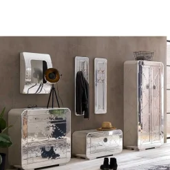 Wohnen Graue Möbel|Diele Komplett*Edle Design Flurmöbel in Silber - Pilot (sechsteilig)