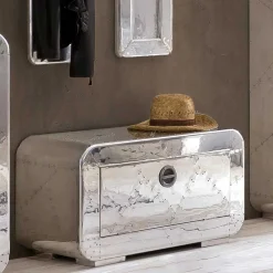 Wohnen Graue Möbel|Diele Komplett*Edle Design Flurmöbel in Silber - Pilot (sechsteilig)