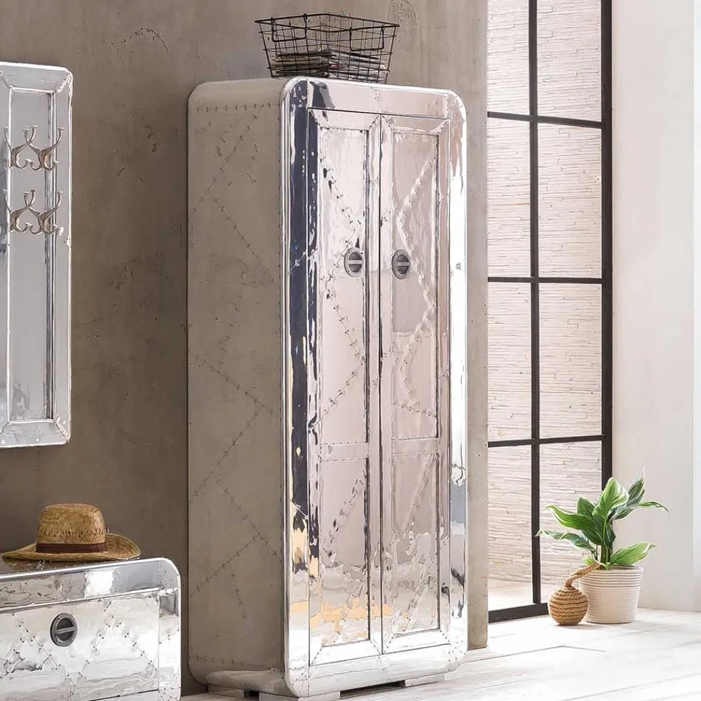 Wohnen Graue Möbel|Diele Komplett*Edle Design Flurmöbel in Silber - Pilot (sechsteilig)