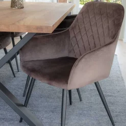 Wohnen Küchen-Essgruppen|Esszimmer Komplett*Edle Tischgruppe mit Samtsesseln - Dalma (siebenteilig)