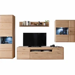 Wohnen Edle Wohnwand in Eiche Bianco - Vernella (vierteilig)