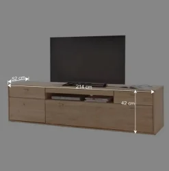 Wohnen Edle Wohnwand in Eiche Bianco - Vernella (vierteilig)