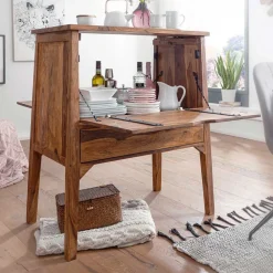 Wohnen Edler Barschrank aus Sheesham Massivholz - Finaly