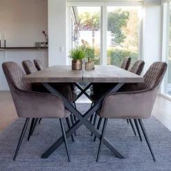 Wohnen Jugend-Sitzgruppen|Sitzgruppe*Edler Eiche Tisch & Armlehnstühle - Dicampo (siebenteilig)