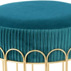 Wohnen Edler Samthocker in Petrol & Gold - Ugian