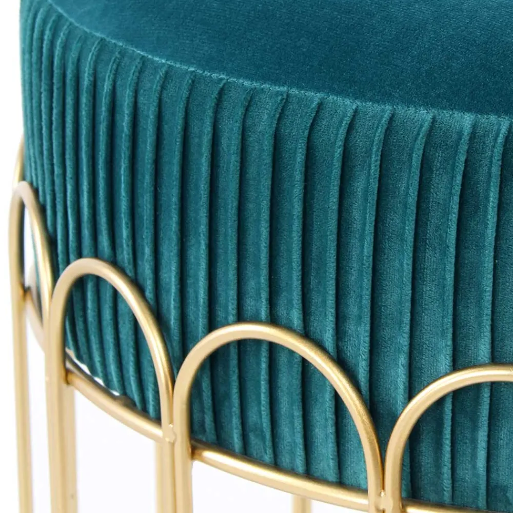 Wohnen Edler Samthocker in Petrol & Gold - Ugian