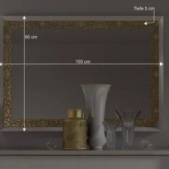 Wohnen Spiegel|Flurspiegel*Edler Wandspiegel in mattem Weiß & Gold - Valganios