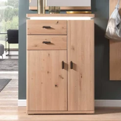 Wohnen Schuhschränke|Flurkommoden*Eiche Bianco Flur Kommode mit LED Beleuchtung - Arkadiuz