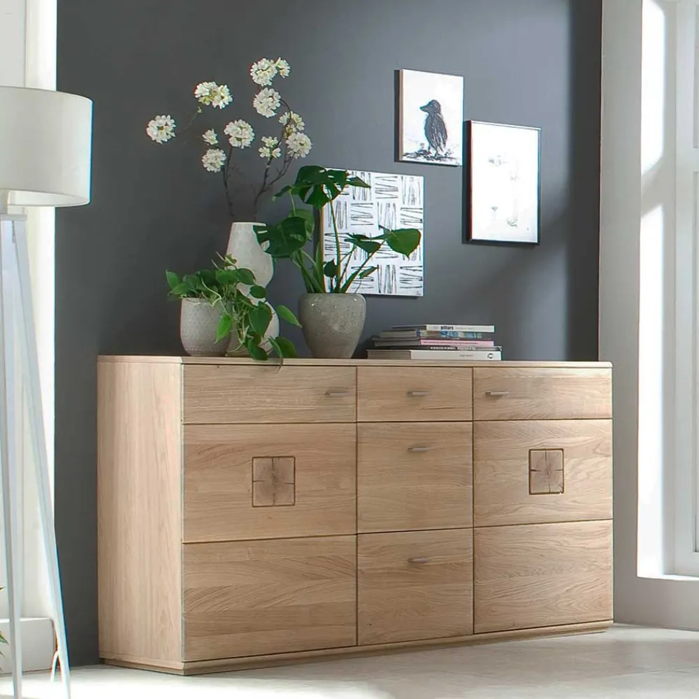 Wohnen Eiche Bianco Sideboard teilmassiv Pontros 2-türig