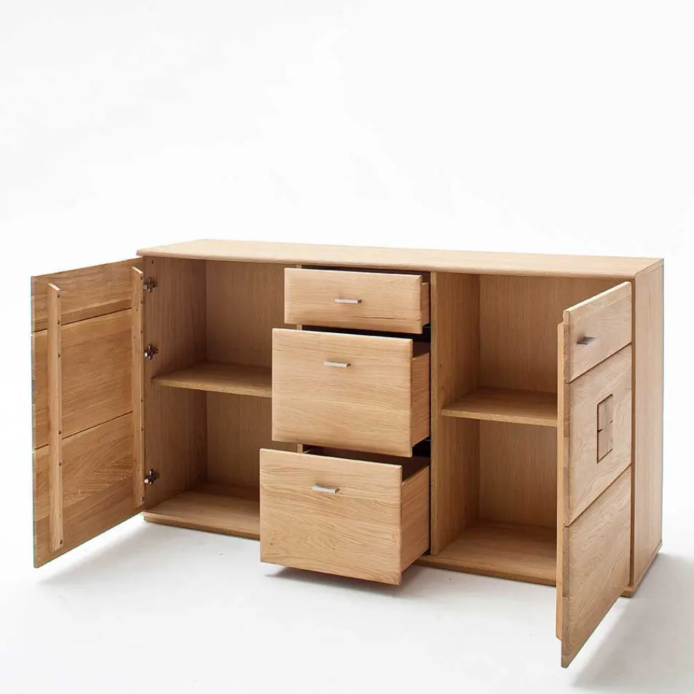 Wohnen Eiche Bianco Sideboard teilmassiv Pontros 2-türig