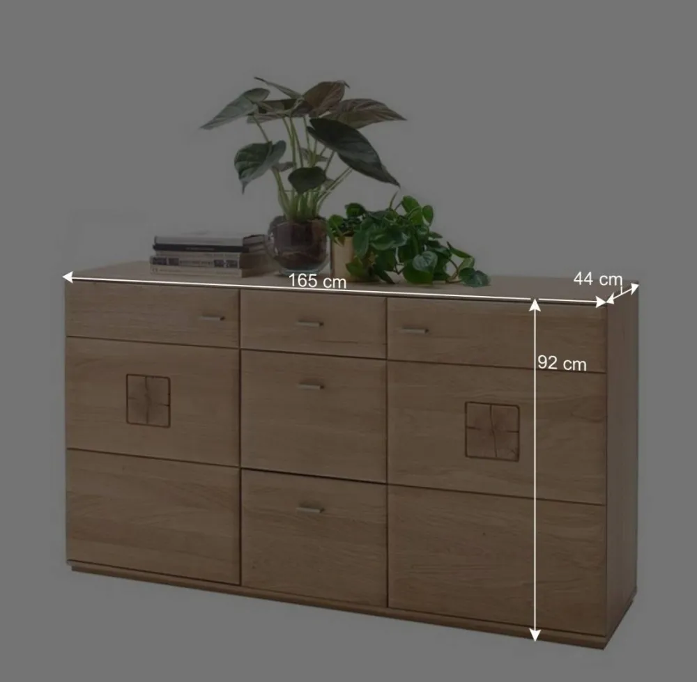 Wohnen Eiche Bianco Sideboard teilmassiv Pontros 2-türig