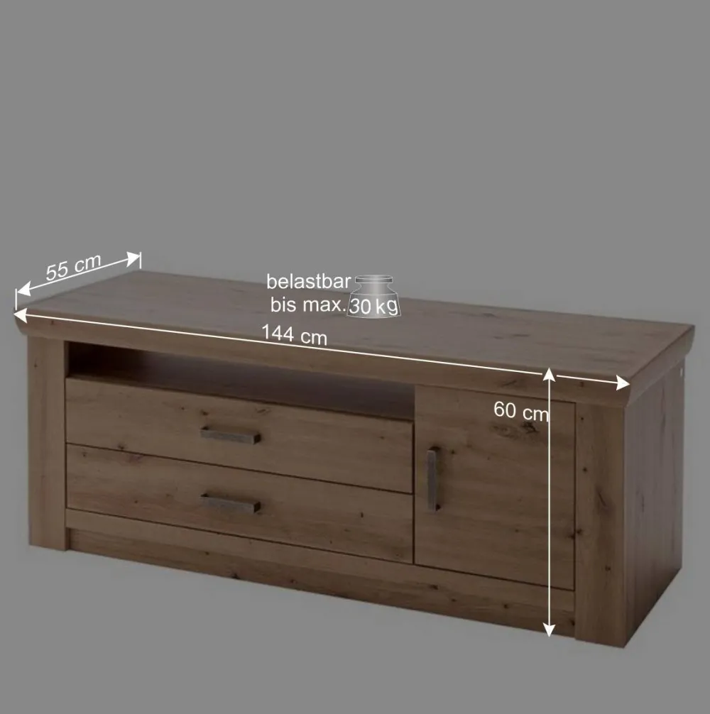 Wohnen Eiche Dekor TV Board mit 2 Schubladen - Wykina