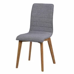 Wohnen Eiche Esstisch & Stühle Grau - Number (siebenteilig)