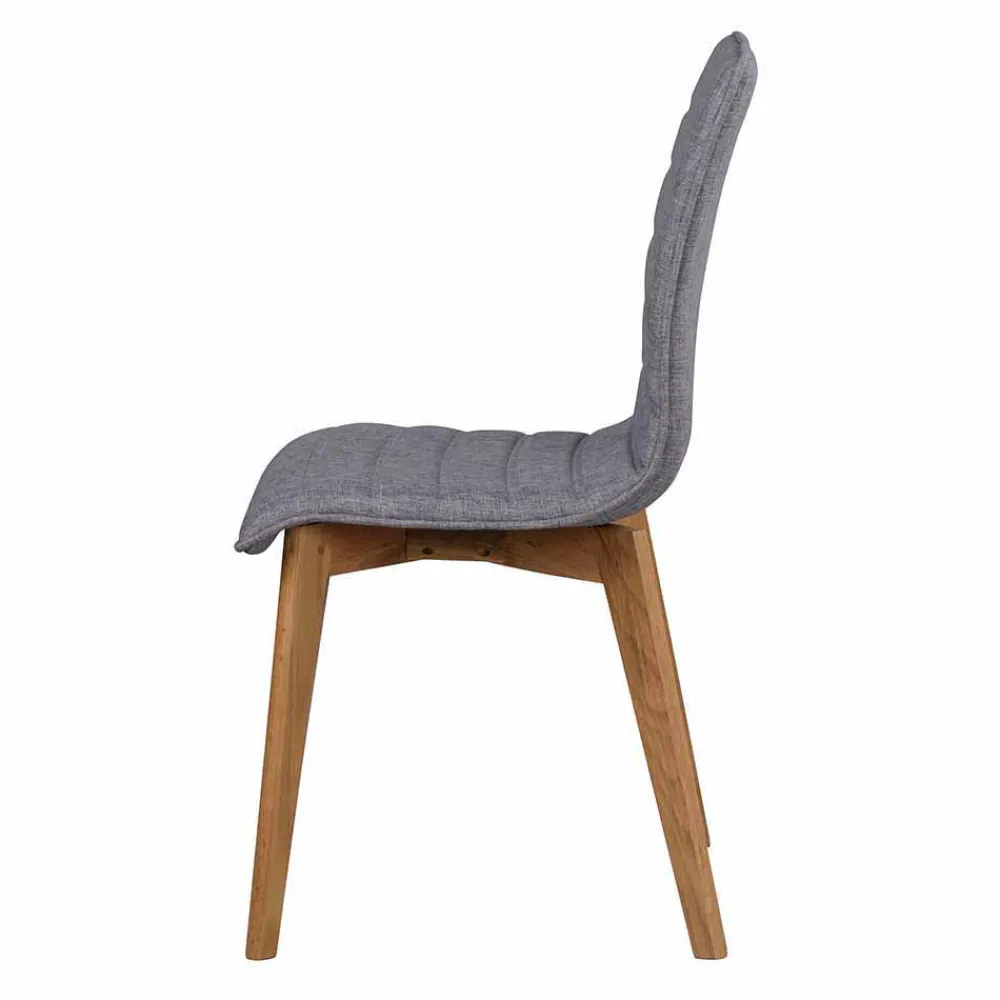 Wohnen Eiche Esstisch & Stühle Grau - Number (siebenteilig)