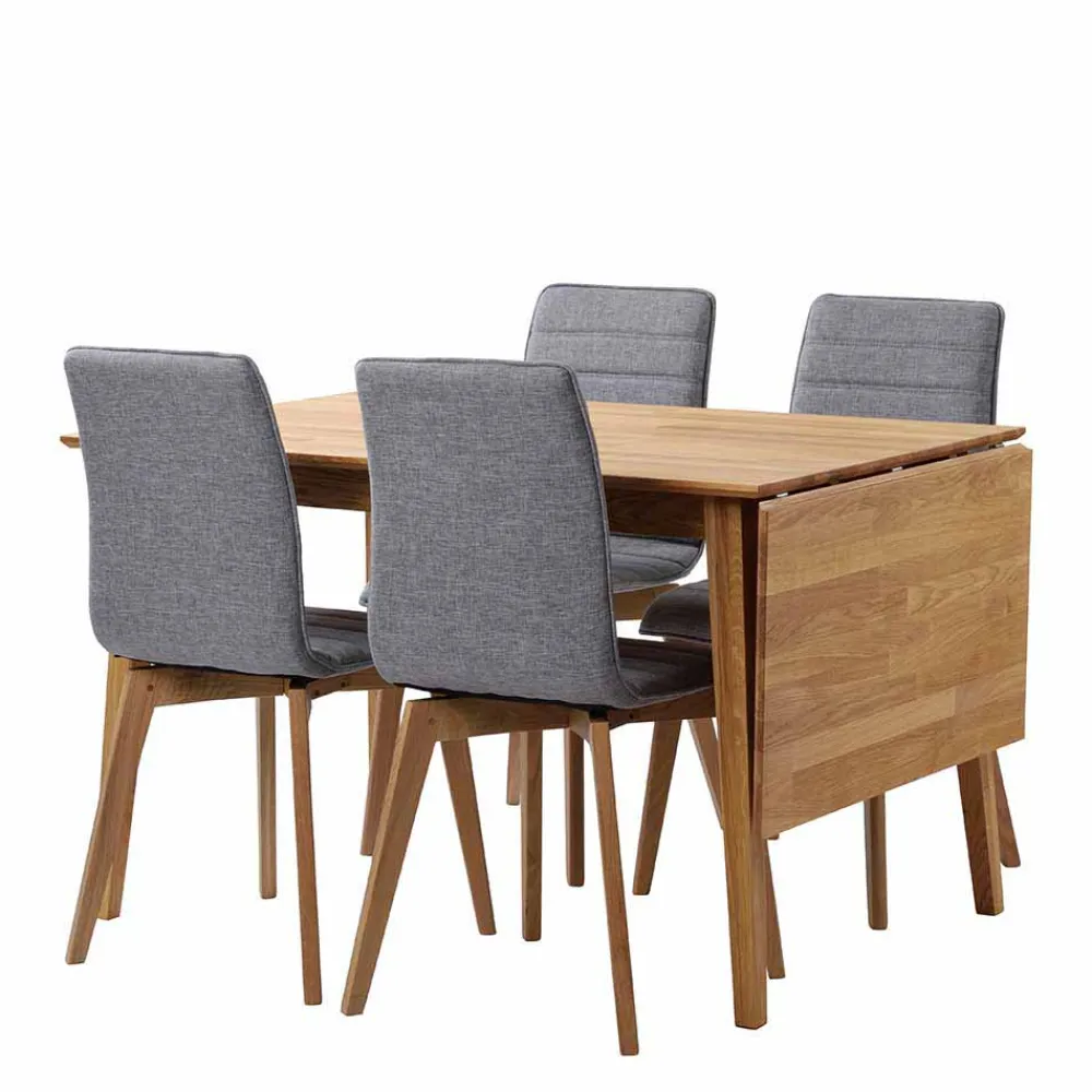 Wohnen Küchen-Essgruppen|Esszimmer Komplett*Eiche Esstisch Set mit Polsterstühlen - Number (fünfteilig)