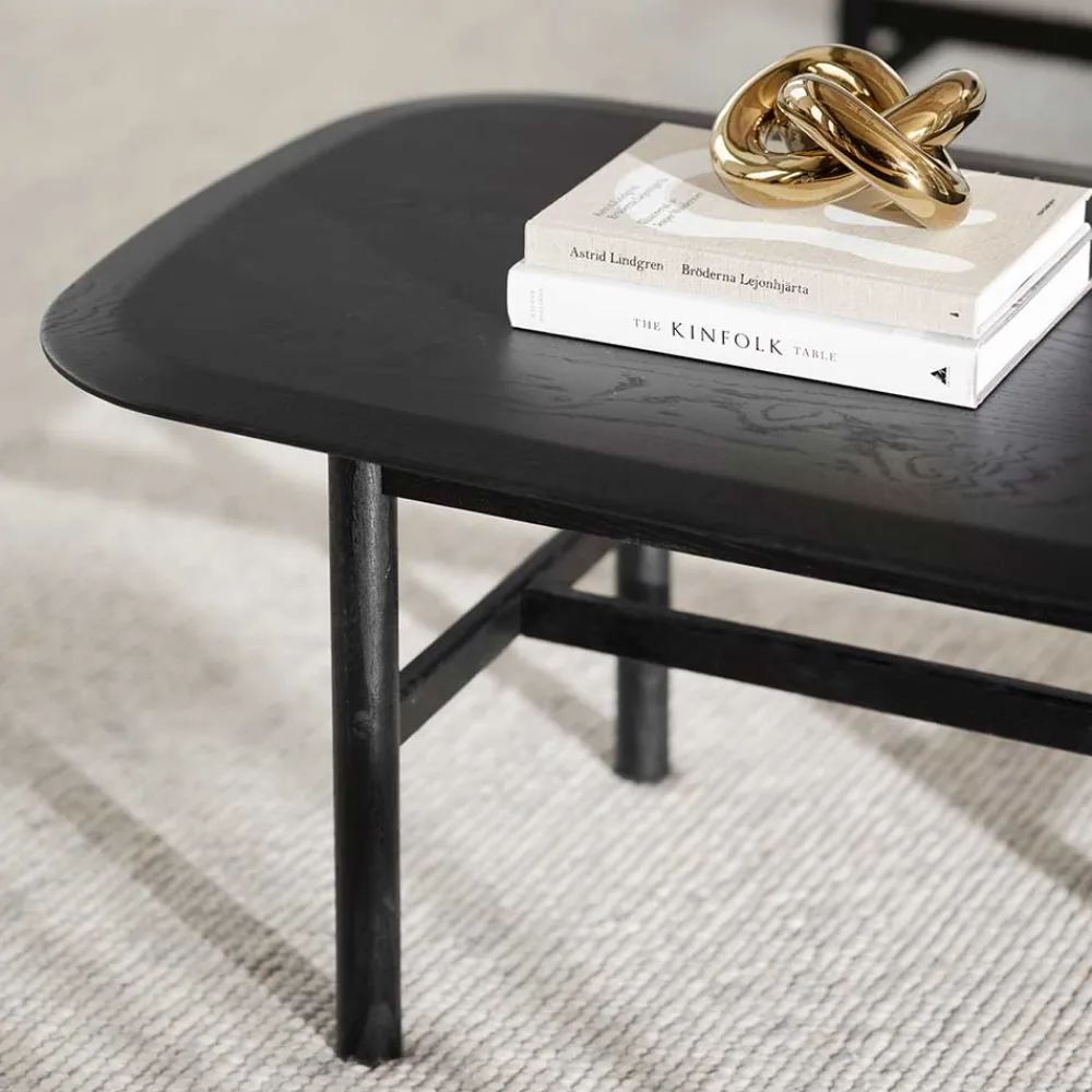 Wohnen Eiche Massivholz Couchtisch in Schwarz - Gracey